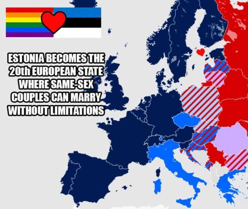 Estonia has entirely legalized identical-intercourse marriages!