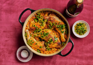 One-Pot Rooster and Rice With Olive Gremolata