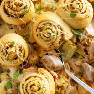 Chicken & Sausage Tortellini Alfredo Casserole