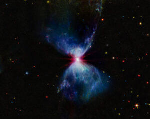 Webb Sees Hourglass-Fashioned Molecular Cloud spherical Protostar