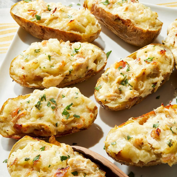 Hen Alfredo Twice Baked Potatoes