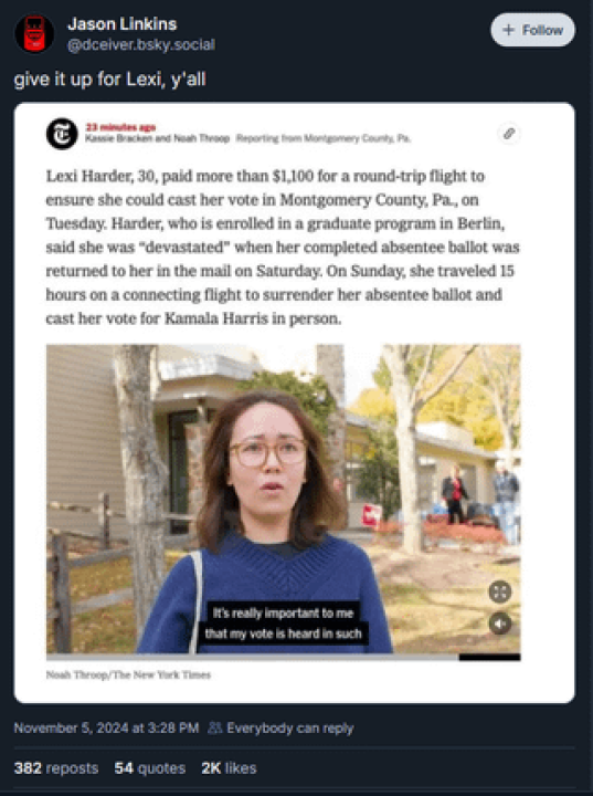 Give it up for Lexi, y’all