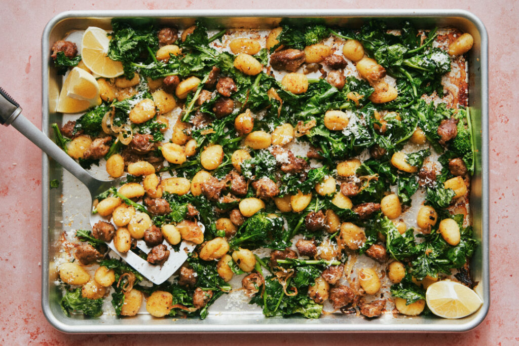 Sheet-Pan Gnocchi With Inviting Sausage and Broccoli Rabe