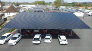 Photo voltaic tile carport for safe environmental areas